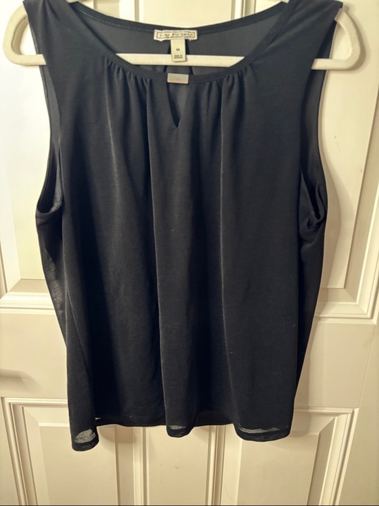 Coldwater Creek Tops - Coldwater Creek Black Sleeveless Pleat-Neck Tank